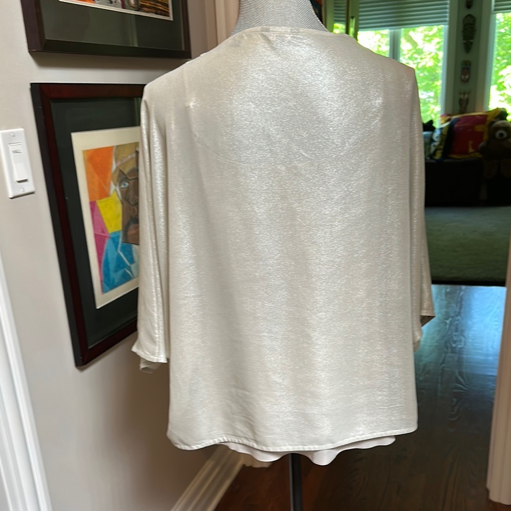 Ted Baker London Silver Draped 3/4 Sleeve Blouse - Picture 4 of 9